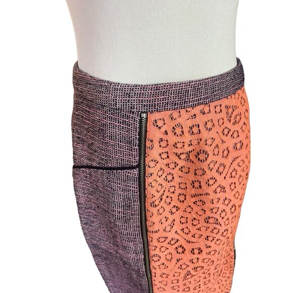 Rebecca Minkoff Tweed Multi Zipper Slits Trendy Pink Pencil Skirt Designer 8 - Picture 3 of 7